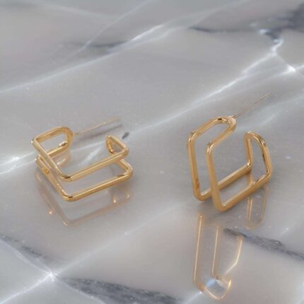 Stylish Chic Square Ear Hoops, Chic Square Ear Hoops